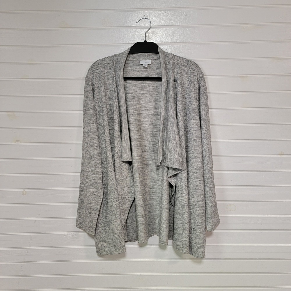 J Jill Purejill Heather Gray Pima Cotton Modal Open Front Cardigan 2X Pockets